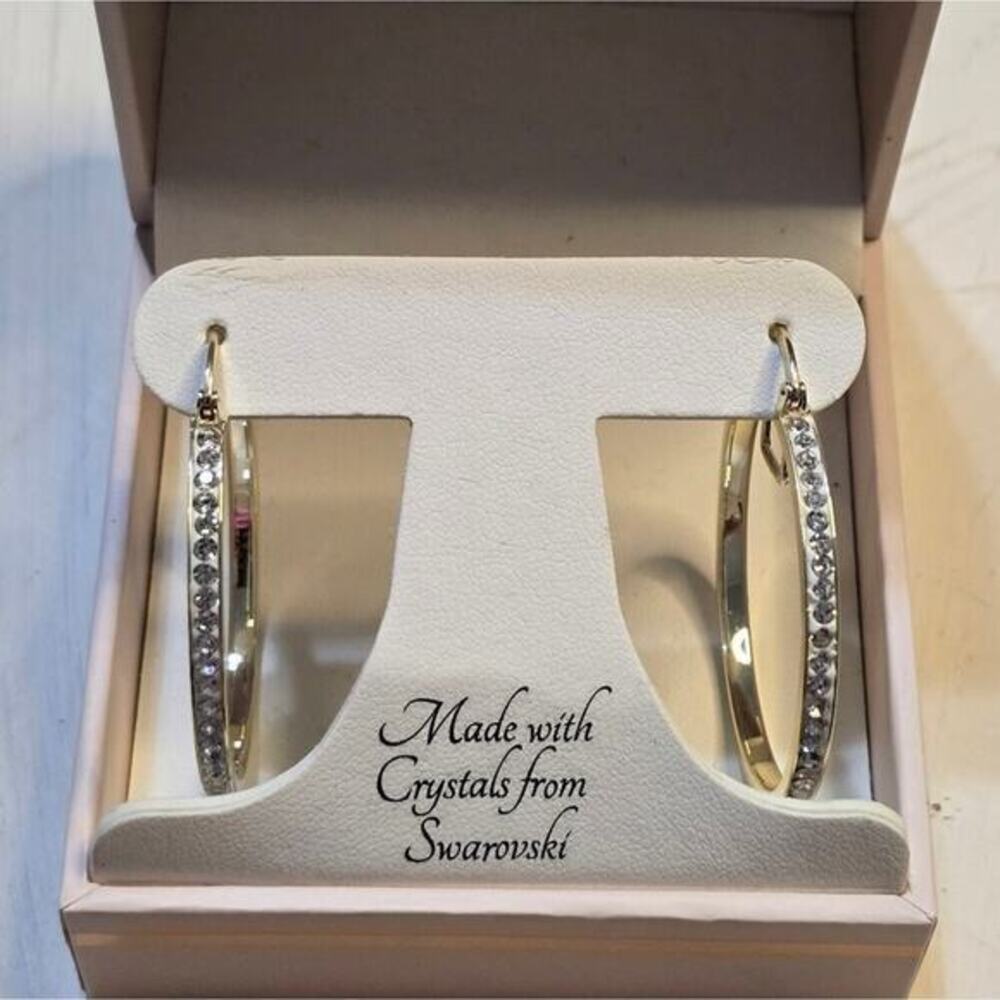 Swarovski Pave Crystal Jeweled‎ Hoop Earrings New - Picture 4 of 5